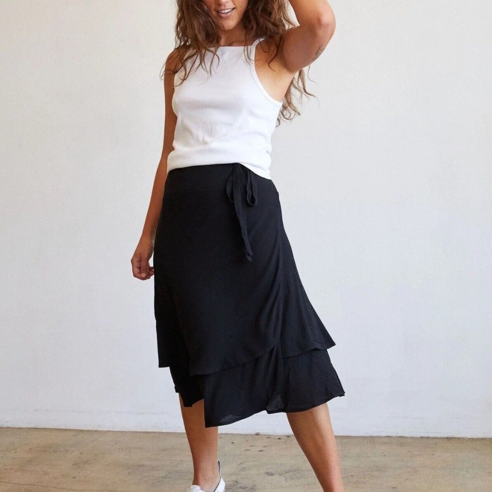 For Days Black Wrap Skirt Size Medium